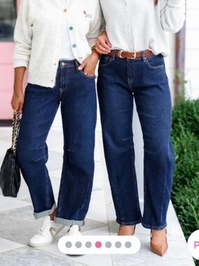 Risen High Rise Dark Wash Textured Barrel Jeans